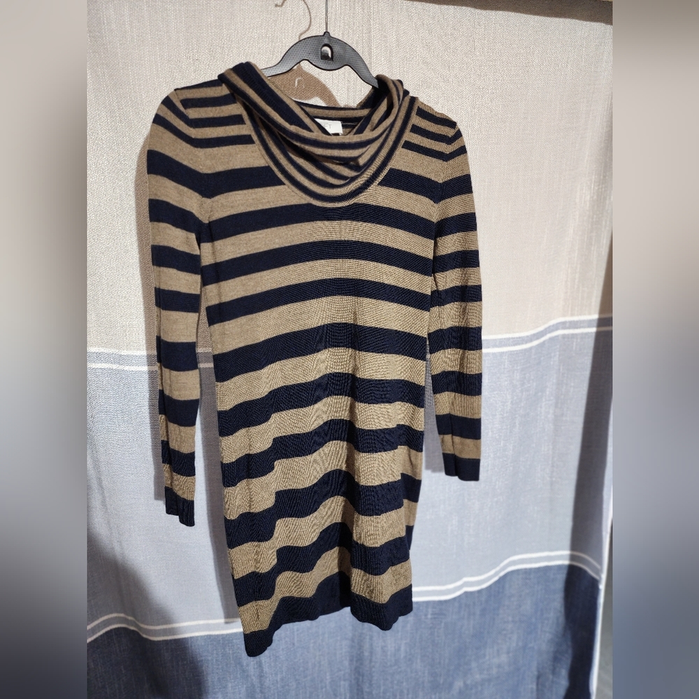 Loft Ann Taylor blue/tan dress